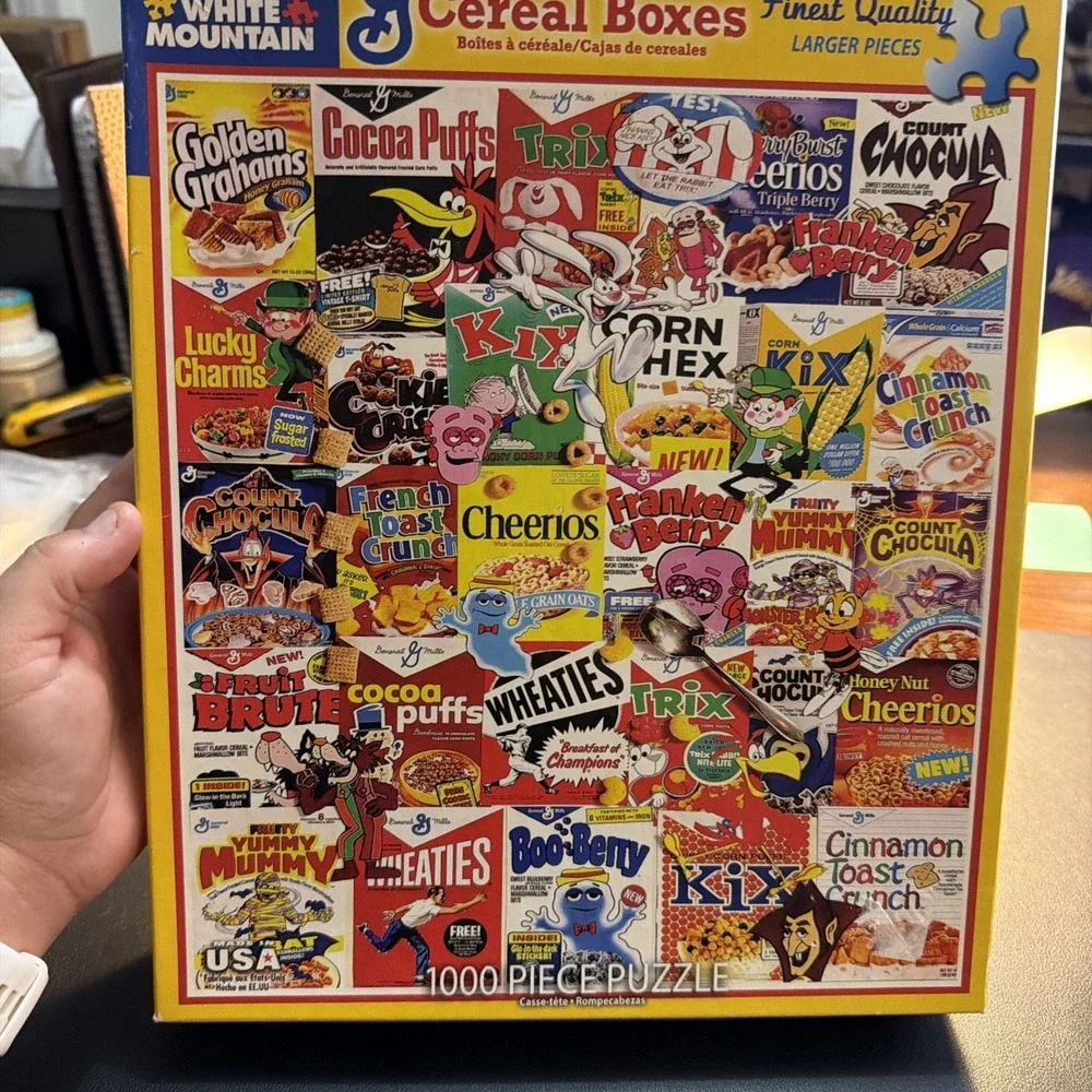White Mountain Jigsaw 1000 Piece Puzzle G CEREAL BOXES #1261A COMPLETE